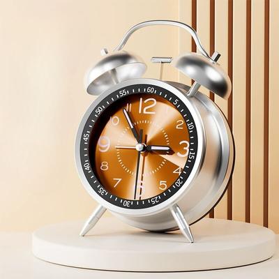 KZQ - Analoger Retro-Wecker – Doppelglocke ohne Ticken – Vintage – wiederaufladbar – lautes Quarz – Image