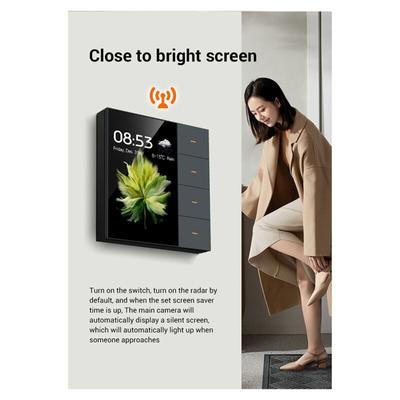 3,5 Zoll Smart-Wandschalter Touchscreen 4 Gruppen 8-Wege-Szene Radarsensor Dimmvorhang Tuya Zigbee a Image