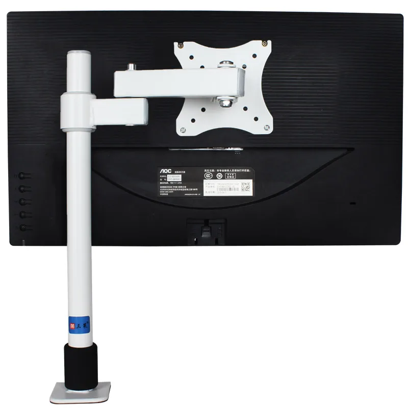 HILLPORT 10-27 "acier bras unique Lcd Tv Table support inclinable 360 rotation moniteur support de bureau Vesa 75 100 support de mouvement complet blanc