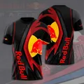 2025 Red Bull Off Road Chemise de course de moto Red Bull 3D T-shirt Haut d'été Col rond Vêtements de sport Red Bull Manteau à manches courtes