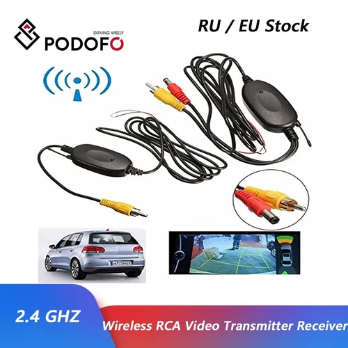 PodoNuremberg-Caméra de recul sans fil 2.4 mesurz, kit émetteur et récepteur vidéo RCA pour moniteur de rétroviseur de voiture, émetteur et récepteur FM