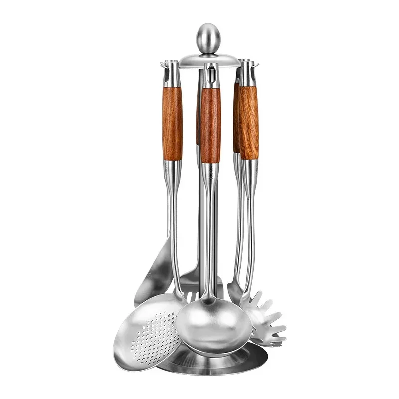 Ustensile de cuisine en acier inoxydable 304, ustensiles de cuisine, manche en palissandre, spatule, outils de cuisson ménagers, cuisine, salle à manger et Bar, 1 pièce