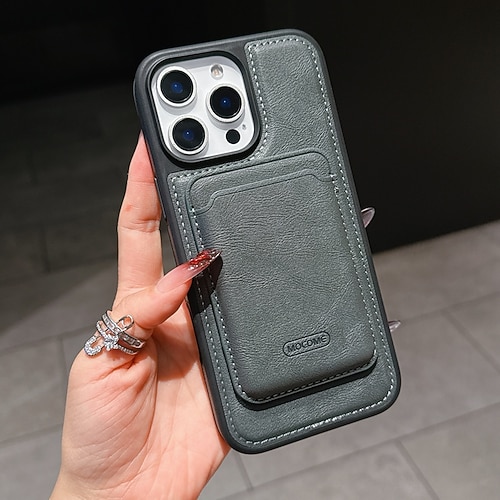 Handy Hülle Handyhüllen Für iPhone 17 Pro Max 17 Air 16 15 14 Pro Max Plus 16e 13 Pro Max Rückseite Magnetisch Kartenfach Stoßfest Retro TPU PU-Leder Image