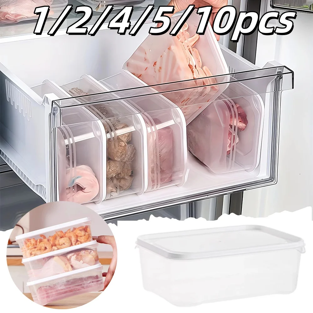 Boîte de rangement pour réfrigérateur, 1 à 10 pièces, boîte de conservation des aliments frais pour viande et légumes, boîtes transparentes pour la conservation des aliments, organisateur de cuisine