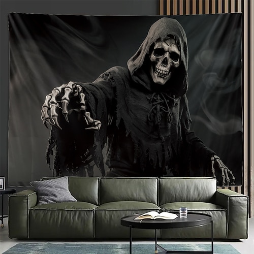 Tapisserie Banner Wandbehänge Skelett Dark Punk Gothic Party Wohnheim Hintergründe aufnehmen Wohndeko Image