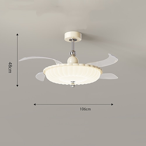 Deckenventilator mit Beleuchtung, 106 cm, dimmbare LED, 3 Farben, 6 Geschwindigkeiten, Zeitsteuerung, umkehrbare Flügel mit Fernbedienung, Haushaltsventilator-Kronleuchter, flacher Deckenventilator Image