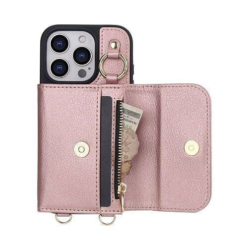 Handy Hülle Handyhüllen Für iPhone 17 Pro Max 17 Air 16 15 14 Pro Max Plus 16e 13 Pro Max Rückseite Magnetisch mit Trageriemen Kartenfach Retro TPU PU-Leder Image