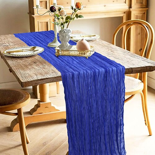 1 Stück Boho-Stil Tischläufer Tischflagge – Faltenfreier balinesischer Gazetischläufer für Hochzeitsfeier Esszimmer oder Festivaldekoration Image