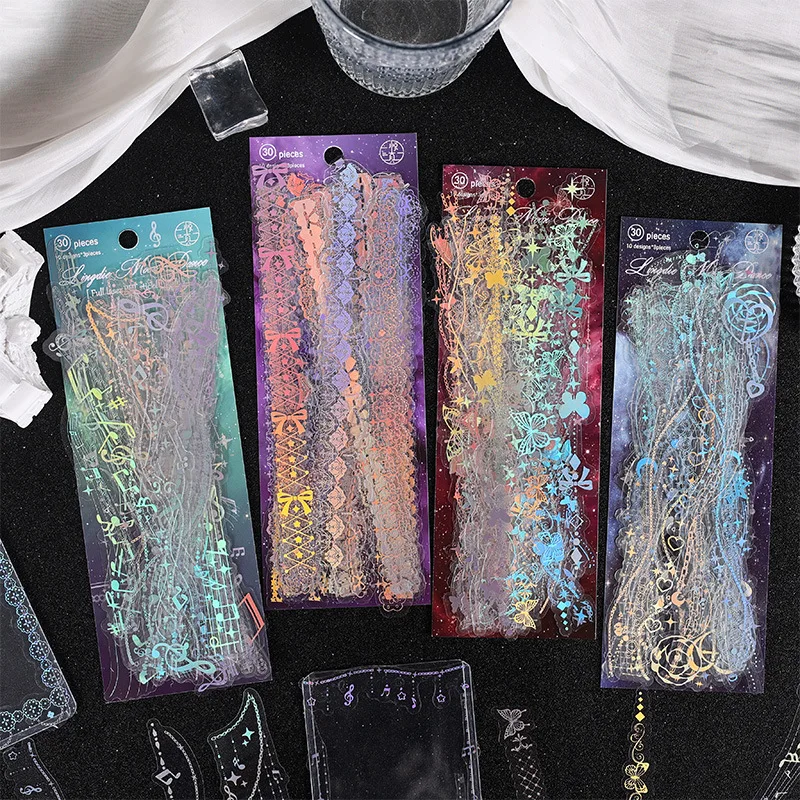 Holographic PET Stickers Fantasy Theme Decorative Stickers for Kids DIY Journal Scrapbooking Hand Account Crafts