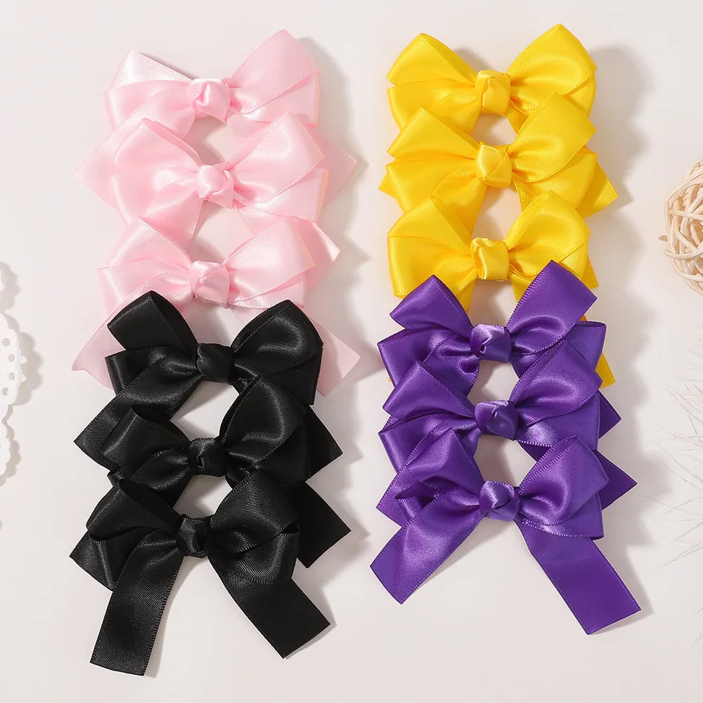 20 stücke Zufällige Farbe Bowknot Haar Clips für Mädchen Einfarbig Band Bögen Haarnadeln Hairgripe Kinder Boutique Frauen Haar Zubehör Image