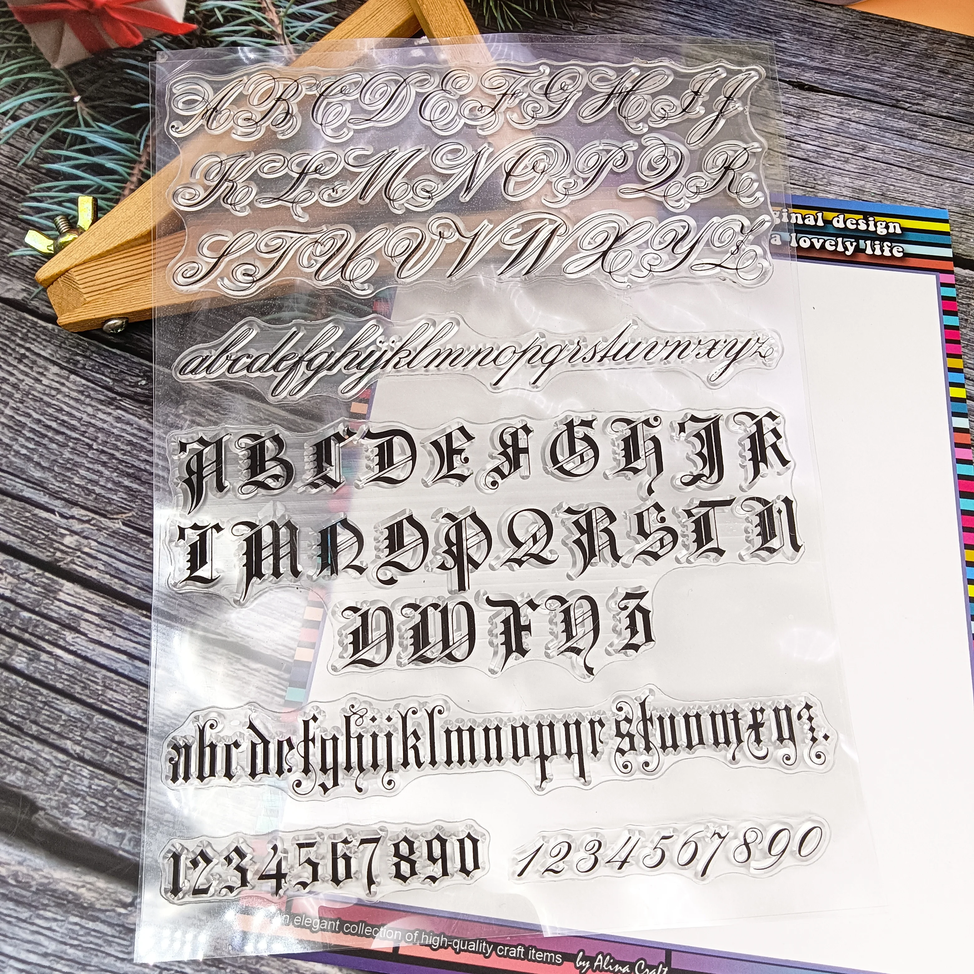 1pc Fancy Alphabet Clear Stamp, Silicone Transparent Stamps for Paper Craft Handmade Card Making DIY Greeting Cards Scrapbooking