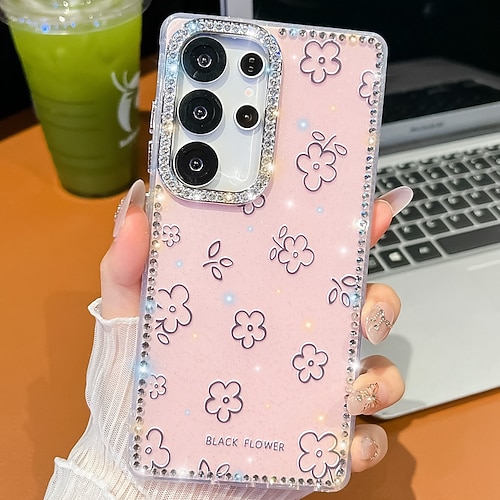 Handy Hülle Handyhüllen Für Samsung Galaxy S26 Ultra Plus S25 S24 Ultra Plus S23 S24 FE A16 A55 5G A35 5G A15 Rückseite Spiegel Ständer Stoßfest Blumendruck Silikon Image