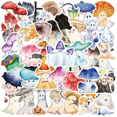 50PCS Neue Halloween Geist Pilz Aufkleber DIY Spielzeug Aufkleber Festival Party Graffiti Aufkleber Wasserdichte Aufkleber Image