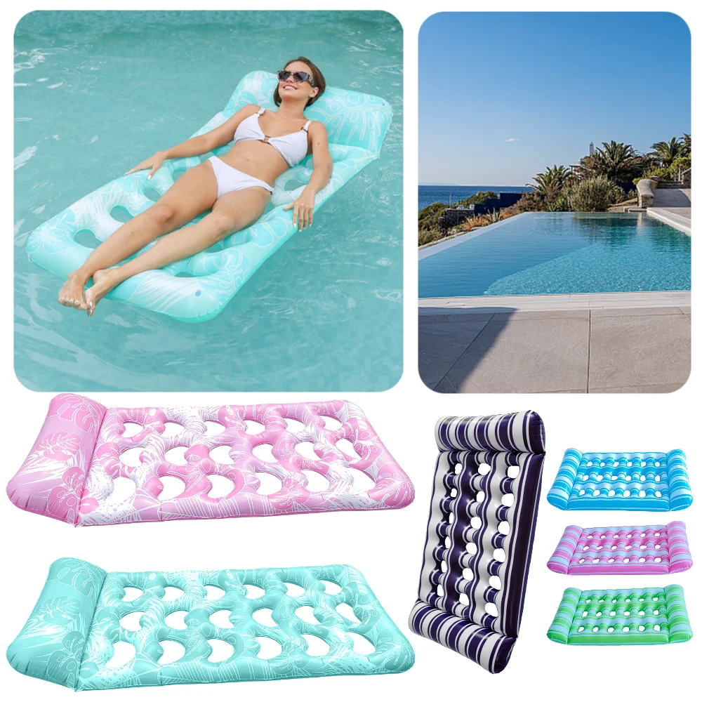 Hängematten-Liegestuhl mit Kopfstütze, schwimmende Liege, Luftmatratze, tragbare Schwimmbad-Luftmatratze für Schwimmbadpartys