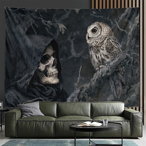 Tapisserie Banner Wandbehänge Skelett Dark Punk Gothic Party Wohnheim Hintergründe aufnehmen Wohndeko Image