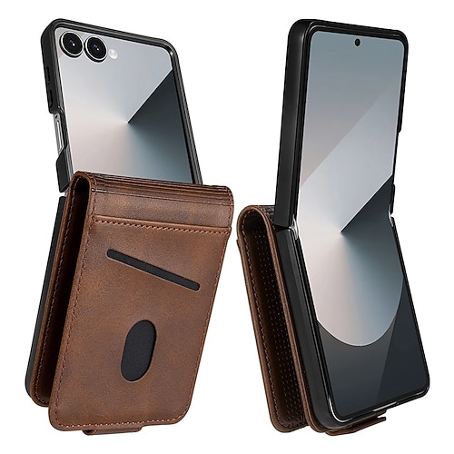 Handy Hülle Handyhüllen Für Samsung Galaxy Z Flip 7 Z Flip 6 Z Flip 5 Z Flip 4 Rückseite Kartenfach Stoßfest Retro TPU PU-Leder Image