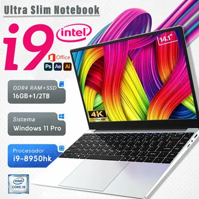 Portable Brand-New Intel Core i9-8950HK Windows 11 Gaming laptops 16GB RAM 2048GB SSD laptops 1920*1080HD 14.1"Office laptop