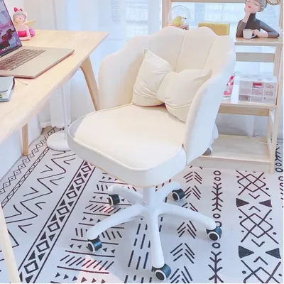 Desk Chair Girl Cute Bedroom Dormitory Computer Chair Comfortable Swivel Lift Back Desk Chair on wheels Makeup Stool Writing