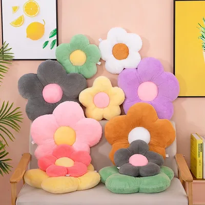 Kissen Blume Rund Form Wolle Tuch mit Weichem haar Büro Klassenzimmer Stuhl Kissen Couch Kissen Schlafzimmer Boden Winter Dicke Image