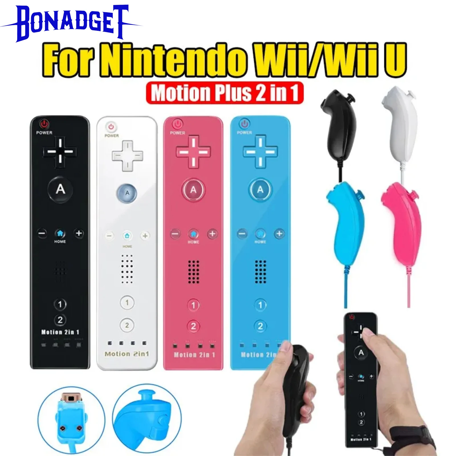 2in1 Für Nintendo Wii Controller Set W/Motion Plus Wireless Joystick Gamepad Fernbedienung W/Silikon Fall Videospiel konsole