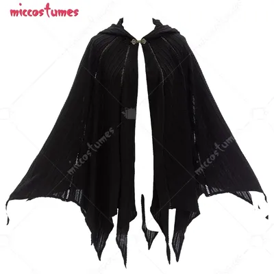 Miccostumes Damen Renaissance Kapuzenumhang Mittelalterlicher Umhang Weicher Strickumhang Wikinger Umhang Cosplay Kostüme Oberbekleidung Halloween Image
