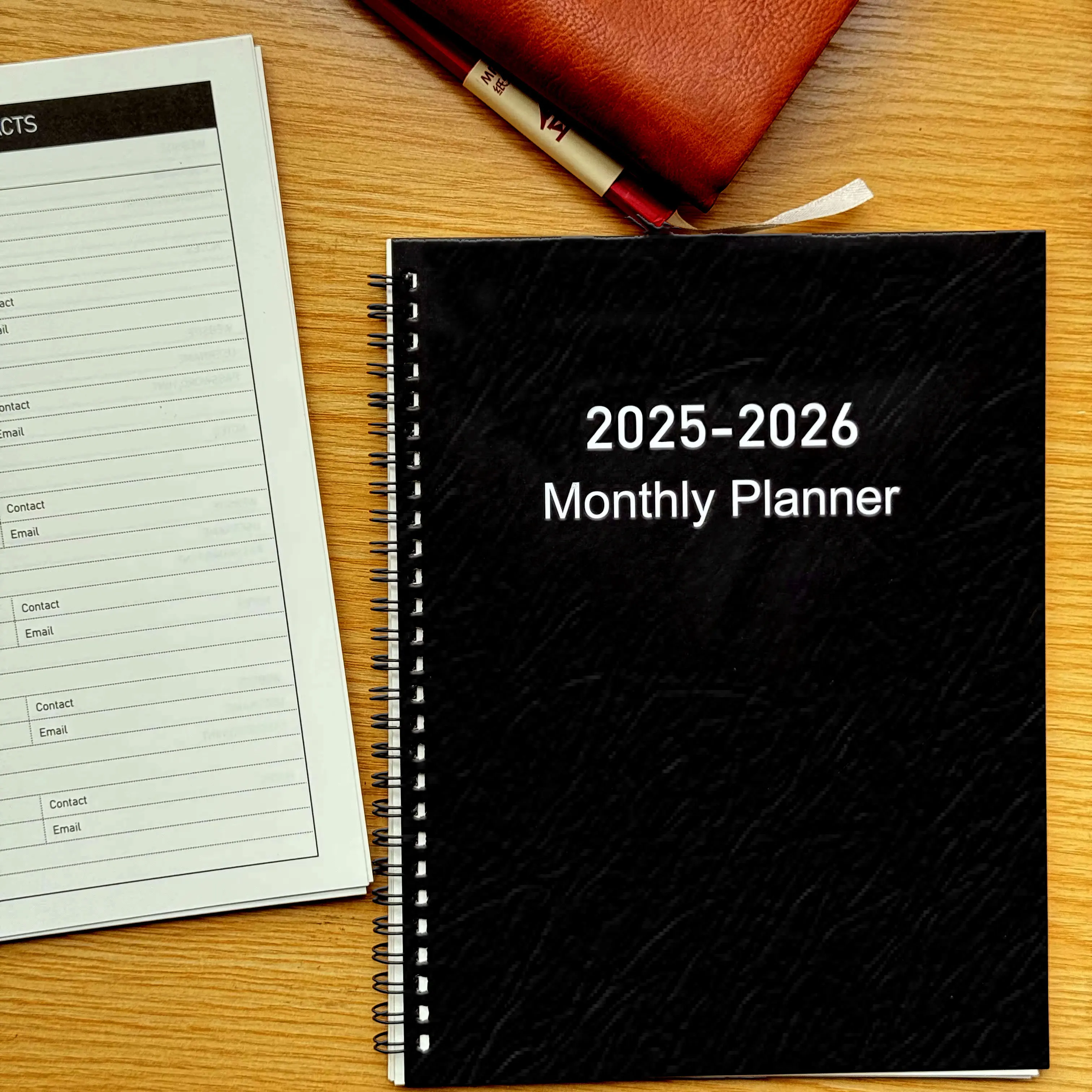 Mr Paper Vintage-Monatsplaner, schwarzes Notizbuch für Studenten, Schreibwaren, Kawaii-Briefpapier, Büro-Notizbuch für Studenten, Geschenke Image