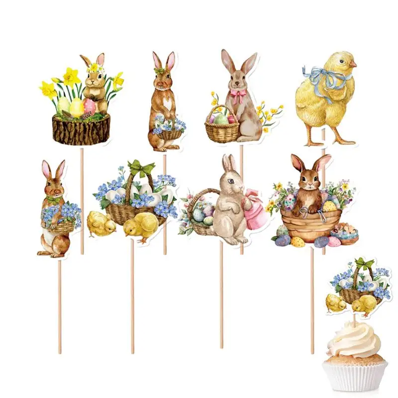 Osterhase Cupcake Topper Frohe Ostern Hasen Dessert Topper Kinder Geburtstag Party Kuchen Topper Dekoration für Ostern Versorgung Image