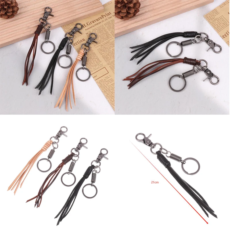 PU Leder Quaste Schlüsselanhänger Tasche Neue Mode Rindsleder Quaste Charme Zubehör Auto Schlüssel Ring Fringe Schmuck Geschenk Image