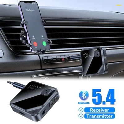 Neuer Bluetooth 5.4 Sender Empfänger 2-in-1-Wireless-Adapter mit LCD-Display für Auto, Musik, Kopfhörer, Lautsprecher, AUX-Audio-Adapter Image