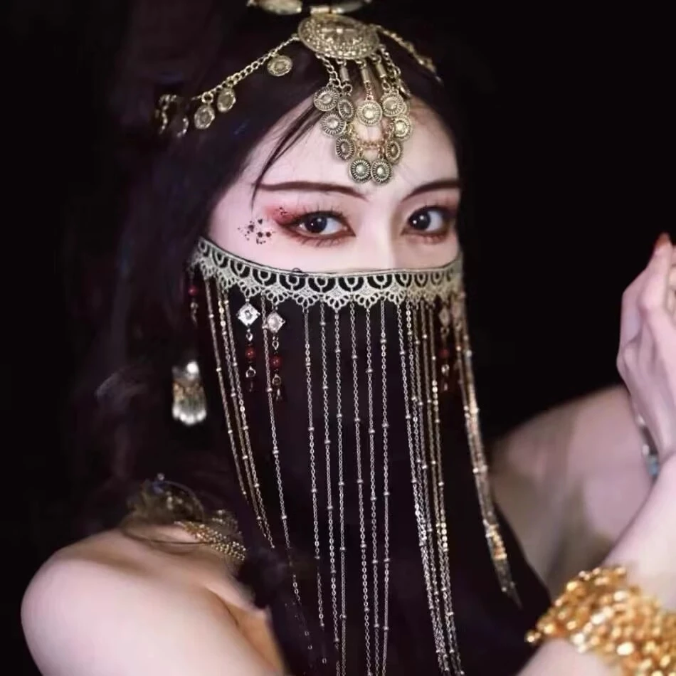 Chinesische Quasten Gesicht Schleier Exotische Hanfu Maskerade Haar Zubehör Vintage Dance Prom Schmuck Maske Fee Hochzeit Gesicht Vorhänge Image