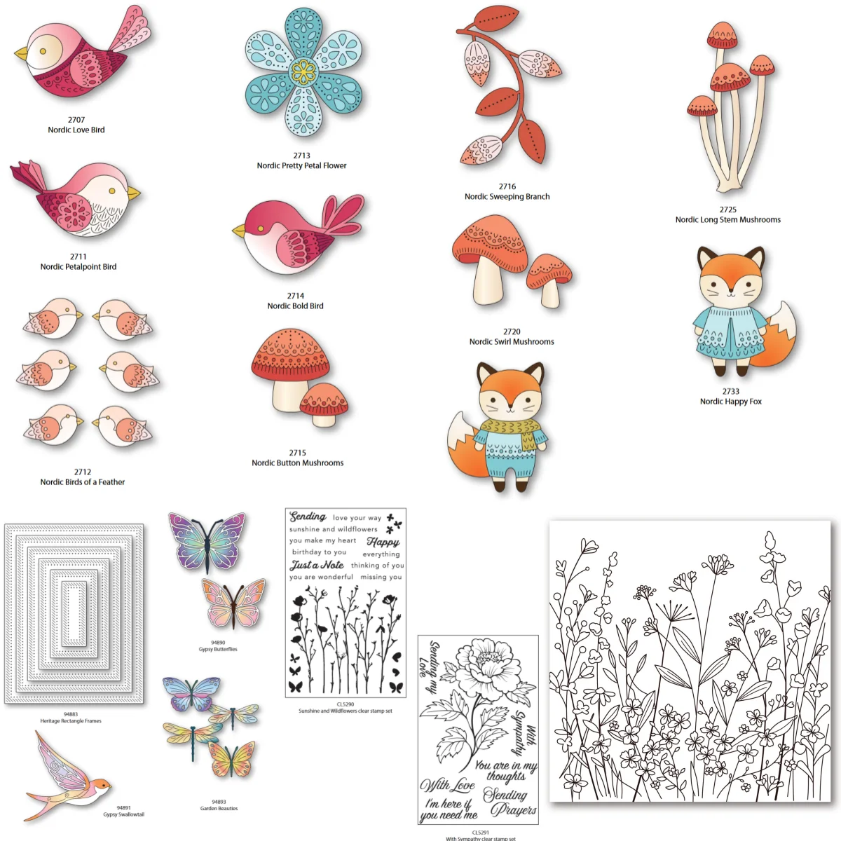 2025 May Birds Flower Butterflies Fox Mushrooms Metal Cutting Dies Clear Stamps Stencil DIY Scrapbook Diary Decoration Embossing