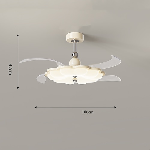 Deckenventilator mit Beleuchtung, 106 cm, dimmbare LED, 3 Farben, 6 Geschwindigkeiten, Zeitsteuerung, umkehrbare Flügel mit Fernbedienung, Haushaltsventilator-Kronleuchter, flacher Deckenventilator Image