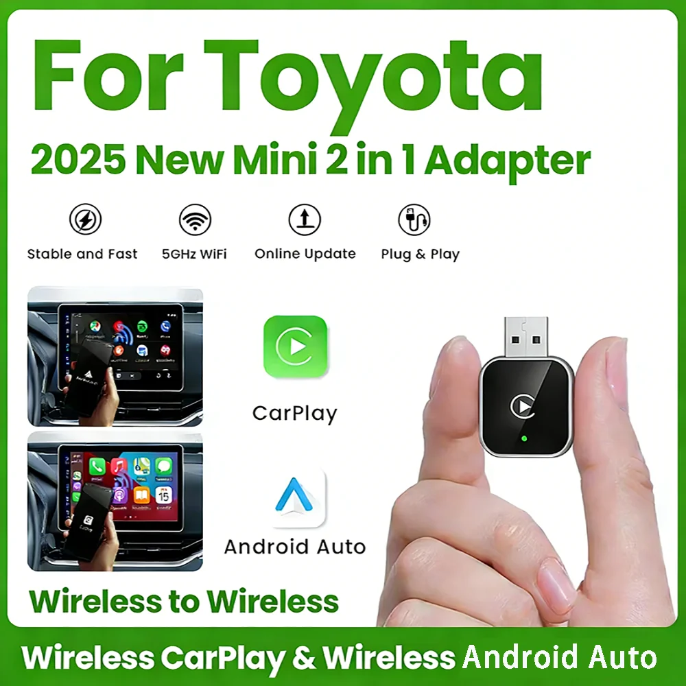 NEUE 2in1 Wireless CarPlay Android Auto Adapter Smart Dongle Plug Und Play Für Toyota Aygo Avalon C-HR RAV4 86 Corolla Prius Image