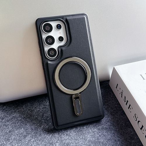 Handy Hülle Handyhüllen Für Samsung Galaxy S25 S25 Edge S24 S24 FE S23 Ultra Plus S22 Plus Ultra Rückseite Magnetisch Ständer Stoßfest Retro TPU PU-Leder Image