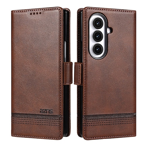 Handy Hülle Handyhüllen Für Samsung Galaxy Z Fold 7 Z Fold 6 Z Fold 5 Z Fold 4 Rückseite Kartenfach Stoßfest Retro TPU PU-Leder Image
