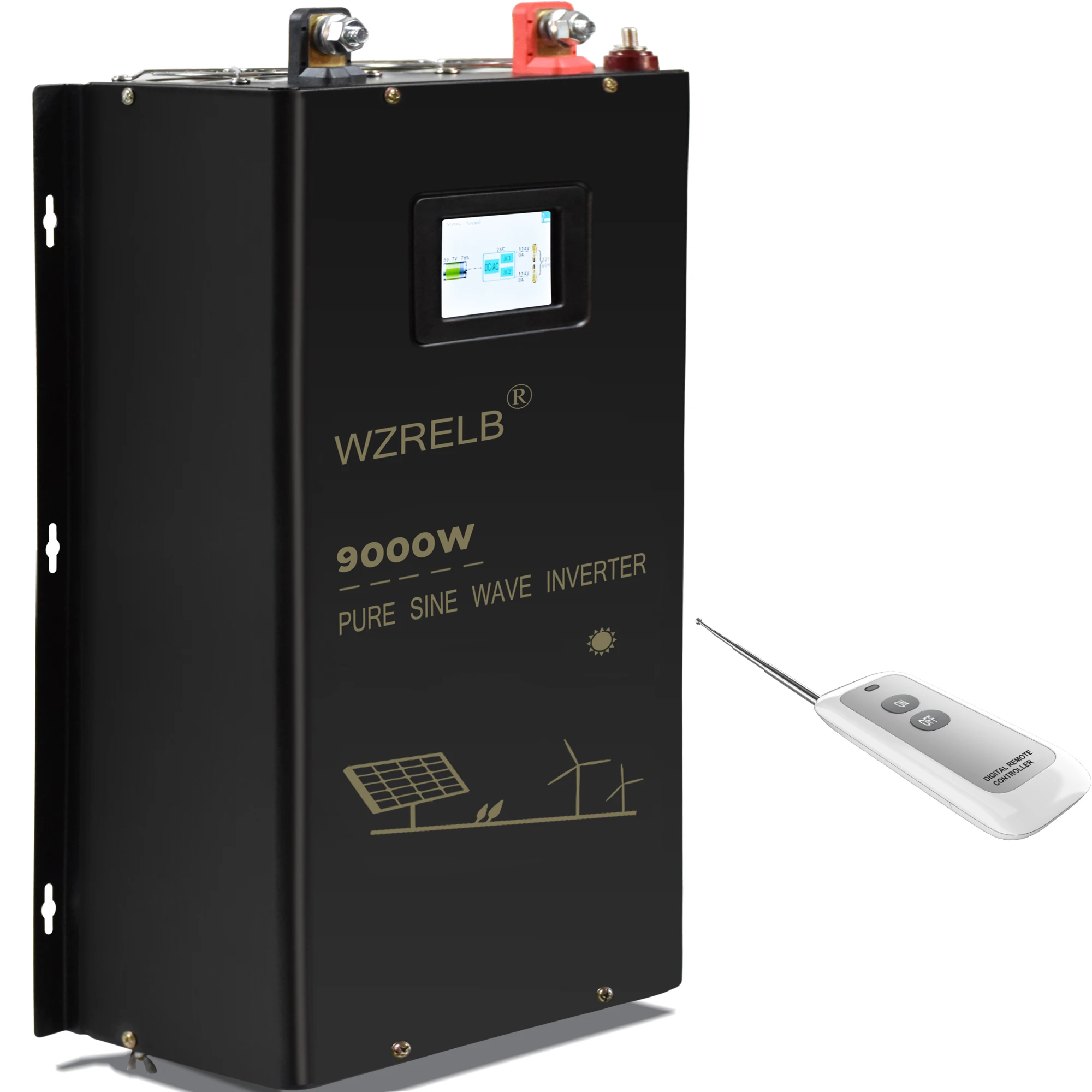 Reine Sinuswelle 9KW Split Phase Inverter 24v/48V/36V/48V/60V/72V/96V/110V DC zu 110V & 220V 120V & 240V AC konverter Fernbedienung Image