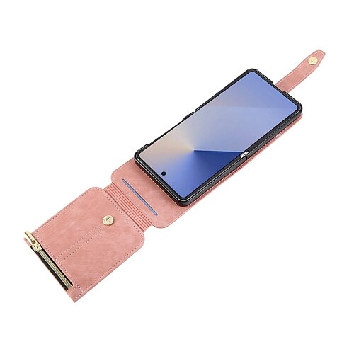 Handy Hülle Handyhüllen Für Samsung Galaxy Z Flip 7 Z Flip 6 Z Flip 5 Z Flip 4 Brieftaschenhülle mit Trageriemen Kartenfach Stoßfest TPU PU-Leder Image