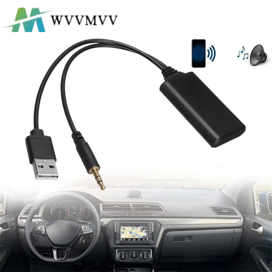 Universal Auto Drahtlose Bluetooth-kompatibel Empfänger USB 3,5 Mm Aux Media Bluetooth 5,0 Musik Player Audio Kabel Adapter Für BMW Image