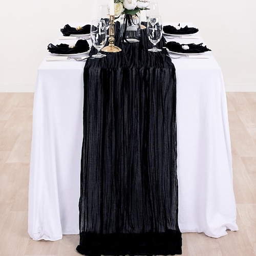 1 Stück Boho-Stil Tischläufer Tischflagge – Faltenfreier balinesischer Gazetischläufer für Hochzeitsfeier Esszimmer oder Festivaldekoration Image