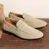 Herren-Freizeitschuhe, Wildleder-Loafer, modische Slip-on-Lederschuhe, weiche, solide Abendschuhe, Hochzeit, flache Schuhe, Business-Männerschuh in Übergröße