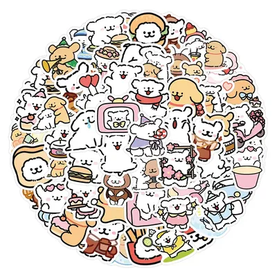 Line Dog Mania! 105 Stück trendige Cartoon-Aufkleber – Passen Sie Ihren Kühlschrank, Roller und Zimmer mit verspieltem Vinyl-Aufkleber an (Anime Worlds Store) Image