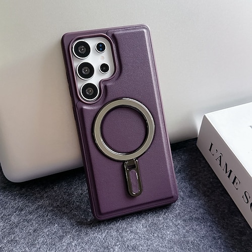 Handy Hülle Handyhüllen Für Samsung Galaxy S25 S25 Edge S24 S24 FE S23 Ultra Plus S22 Plus Ultra Rückseite Magnetisch Ständer Stoßfest Retro TPU PU-Leder Image