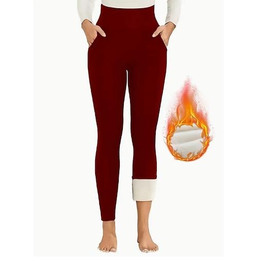 Damen Stoffhosen Leggings Streetwear Lässig Volle Länge Natürliche Taille Einfach Elastischer Bund Bequem Straße Ferien Alltagskleidung Weinrot Marineblau Grau Schwarz Winter Normale Passform