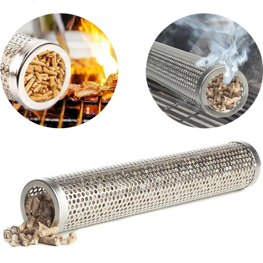 Hexagon Runde BBQ Smoked Tube Edelstahl BBQ Mesh Smoker Tube Filter Gadget Generator Pellet Smoking BBQ Zubehör Werkzeuge Image
