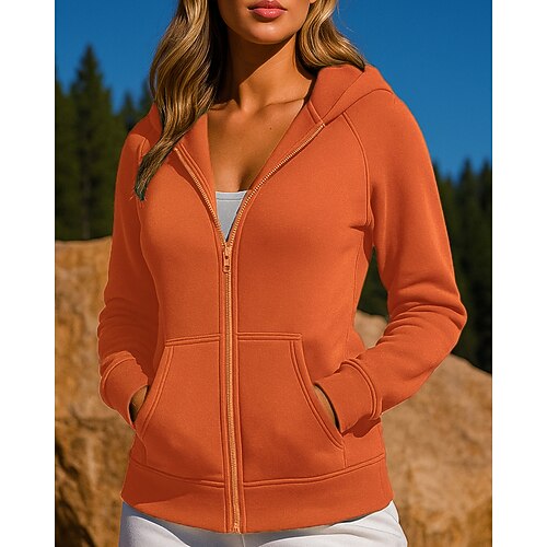 Damen Outdoorjacke Kapuzenpullover Langarm Oberteil Athleisure Herbst Einfarbig Atmungsaktiv Training Outdoor Laufen Sportbekleidung Sportkleidung Schwarz Rosa Blau Image