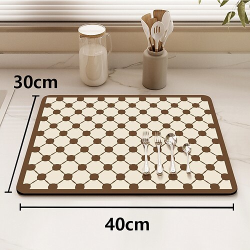 1pc Geschirr Abfluss Pad Haushalt Küche Arbeitsplatte wasserabsorbierend leicht zu trocknen Tassen Pad waschbar isoliert und trocken Mahlzeit Pad