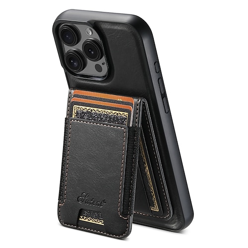 Handy Hülle Handyhüllen Für iPhone 17 Pro Max 17 Air 16 Pro Max Plus 16 15 14 Pro Max Plus 16e 13 Pro Max Rückseite Magnetisch Unterstützt kabelloses Laden Ständer Retro TPU PU-Leder Image
