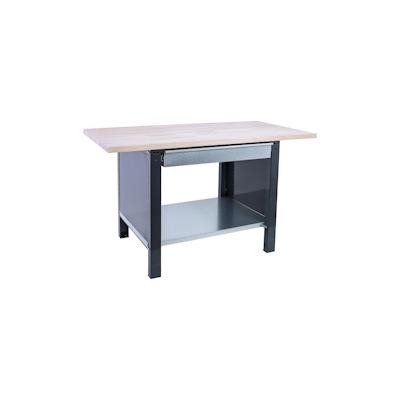 PROREGAL Werkbank BUFFALO WOOD mit 1x Schublade | HxBxT 86,5x150x75cm | Traglast 1000kg | Anthrazit | Werktisch Arbeitstisch Image