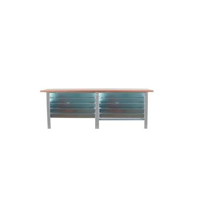 PROREGAL Werkbank BUFFALO WOOD mit 10x Schublade| HxBxT 86,5x260x75cm | Traglast 1000kg | Grau | Werktisch Arbeitstisch Image