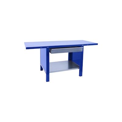 PROREGAL Werkbank BUFFALO METAL mit 1x Schublade | HxBxT 83x180x73cm | Traglast 700kg | Blau | Werktisch Arbeitstisch Image